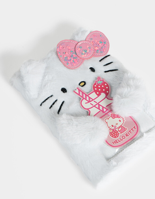 Anotadores Cuadernos y Memos Peludo Cuaderno Peluche "hello Kitty" - Blanco