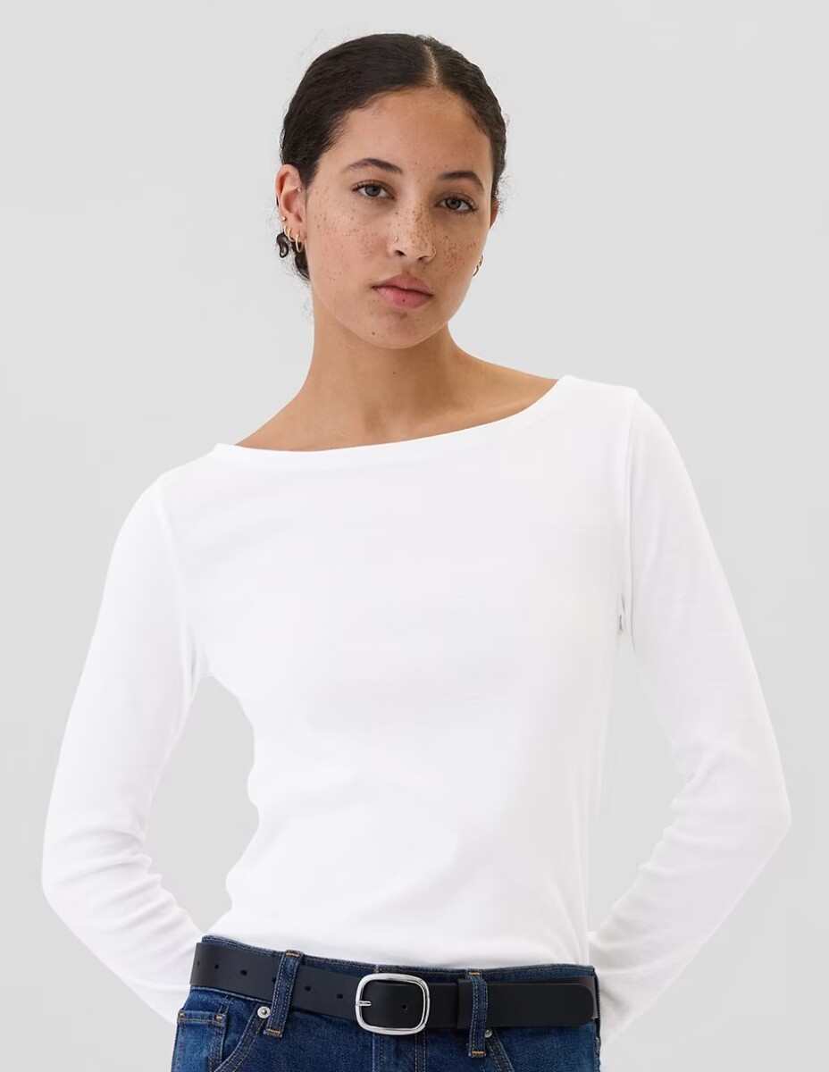 Remera Cuello Bote Mujer - White000 