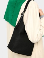 Bolso De Hombro Efecto Piel negro
