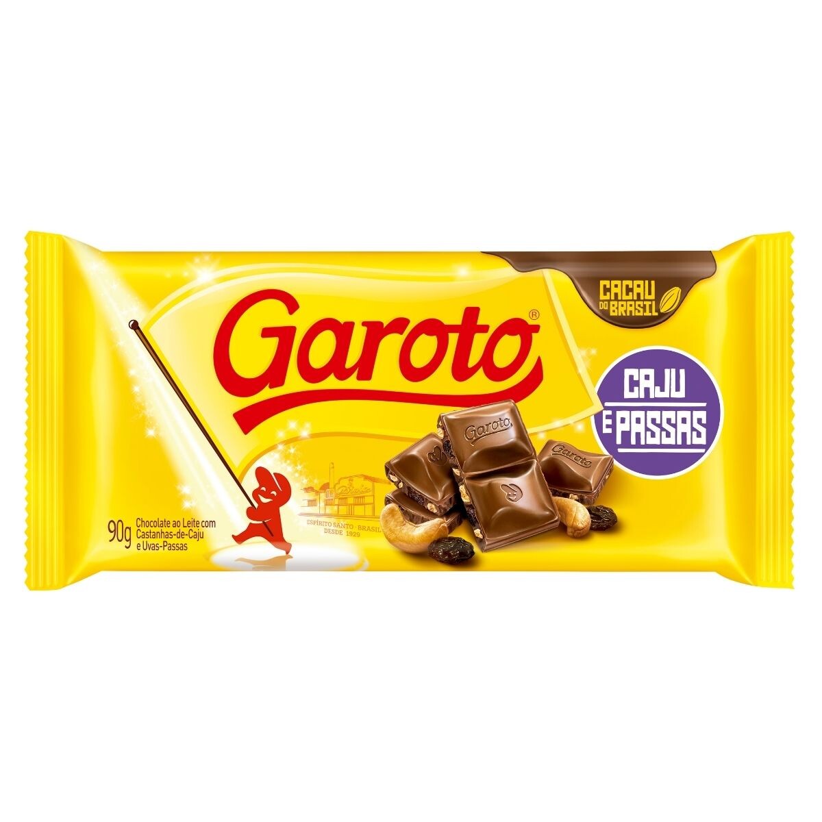Chocolate Garoto Tabletas Jumbo Castañas y Pasas 90 GR 