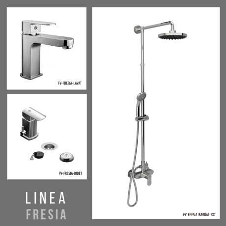 JUEGO DE GRIFERIA LAVATORIO BAJO,BARRAL EXTERIOR Y BIDET LINEA FRESIA 000