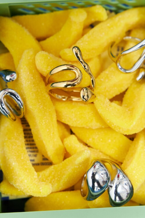 Anillo acero Wavy dorado