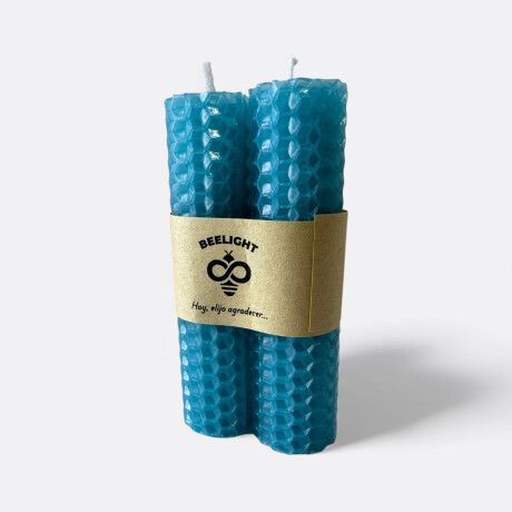 Vela De Miel Gruesa X2 De Colores Celeste