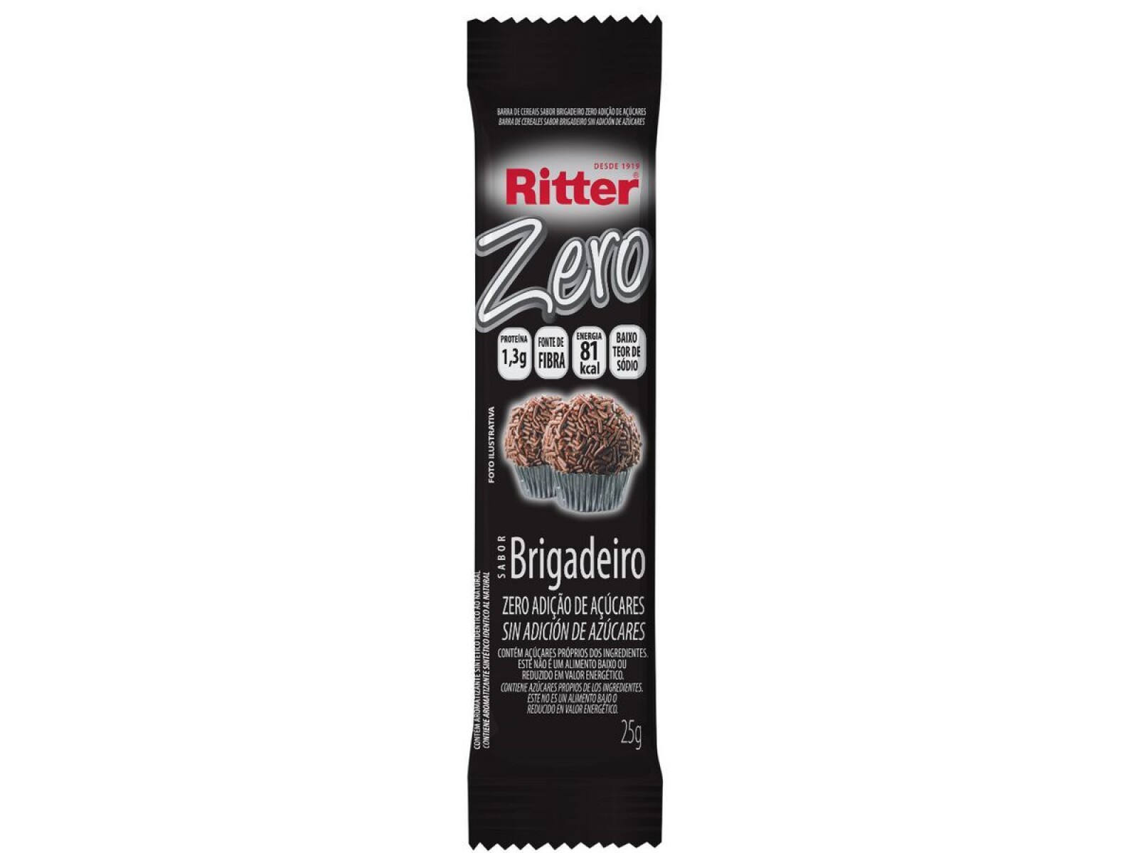 BARRA CEREAL RITTER 25G ZERO CHOCOLATE 