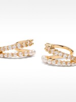 Aros Con Efecto Doble Y Circonitas dorado