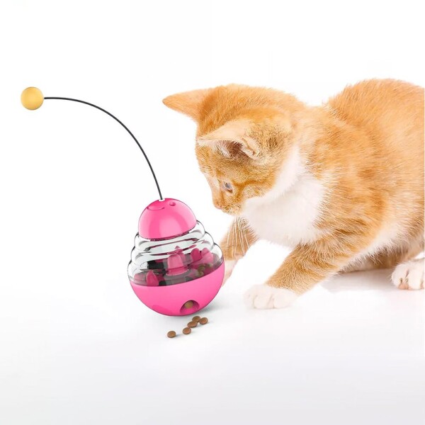 Juguete Gato Dispensador Comida Interactivo Mascota Alimento Color Variante Rosa