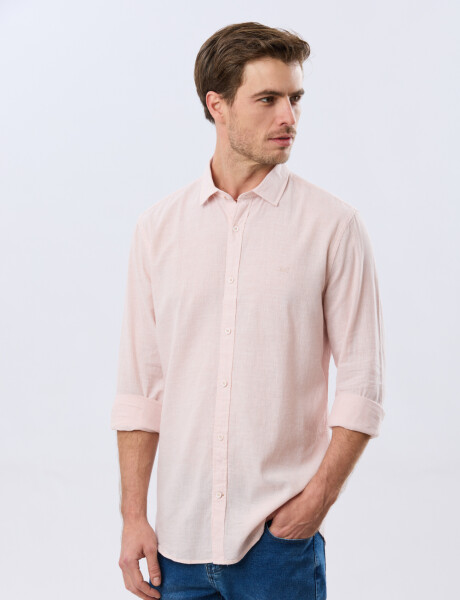 CAMISA RAYADA DE LINO Rosa