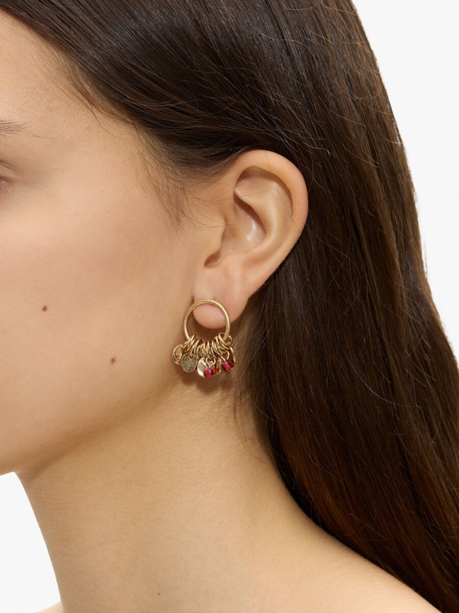 Pendientes De Aro Medallas Y Cuentas dorado