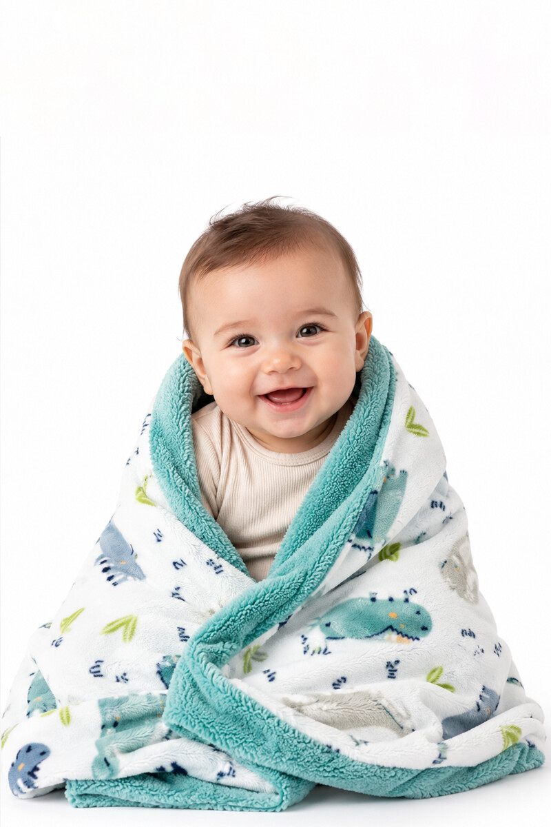 Manta estampada para bebé - Verde Agua 