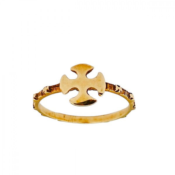 Anillo Cruz Vasca-Oro bajo-Sin Piedra-AN8195 sinpiedra