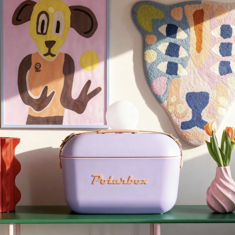 Conservadora Hielera Polarbox Vintage 20lt Con Asada Pop Malva Y Naranja