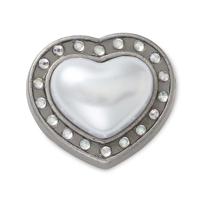 Silver Pearl Heart Gem Multicolor