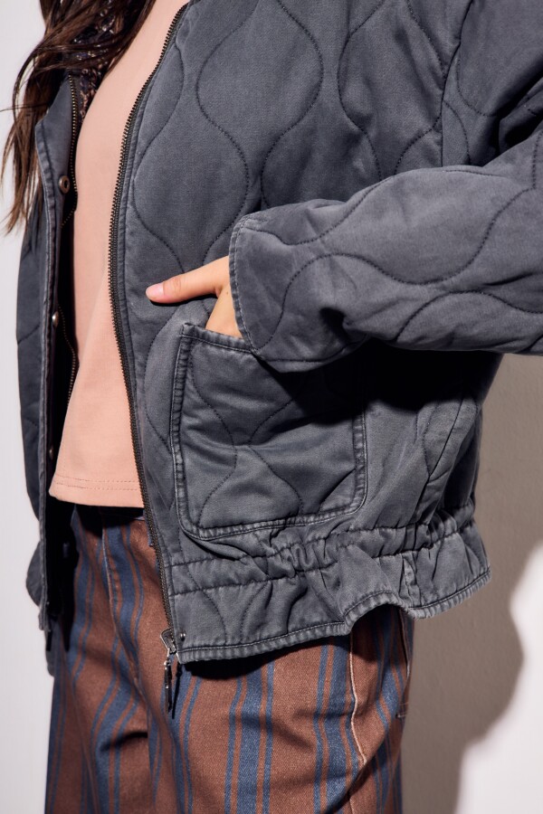 Campera Lavada Reversible Gris