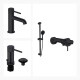Juego Completo De Griferia Incluye Lavatorio Bajo,Bidet Y Ducha Exterior NEGRO
