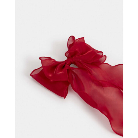 Hebilla Francesa Moño Organza Rojo Medio