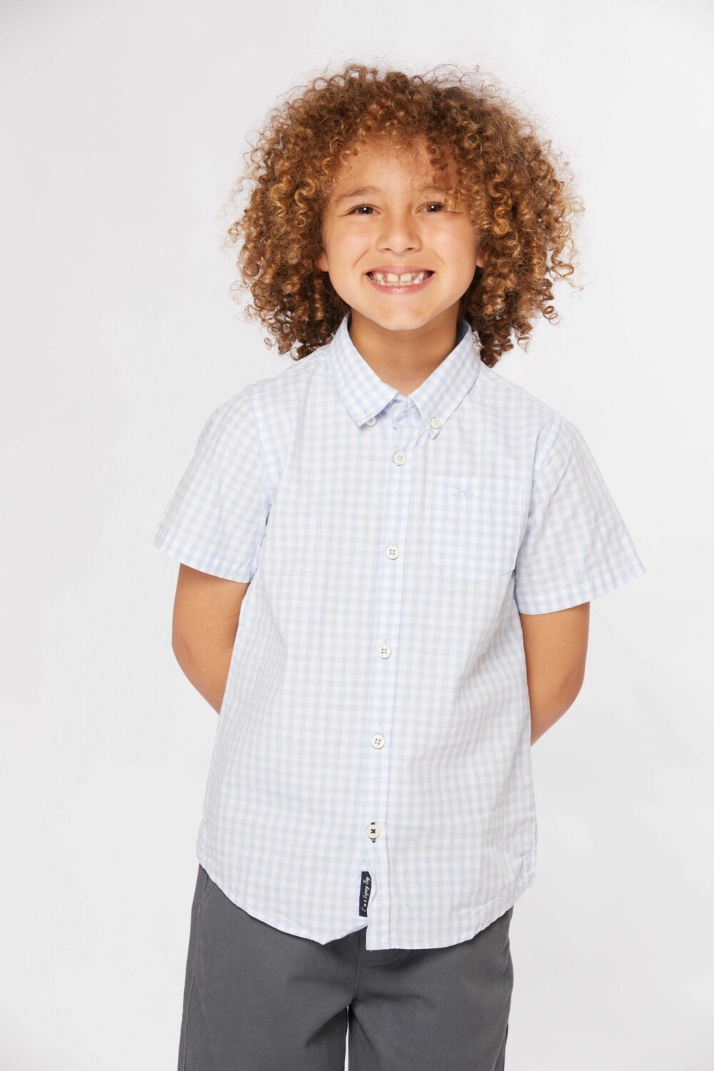 CAMISA A CUADROS Celeste