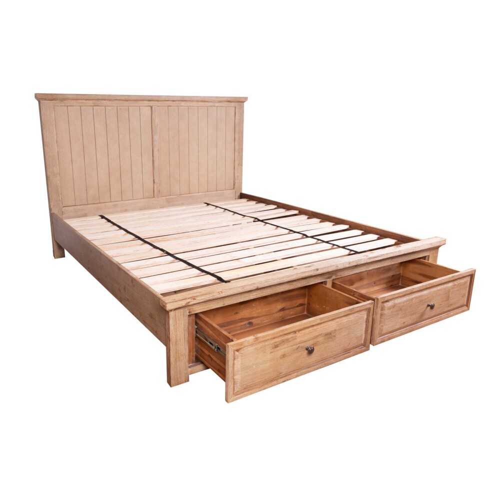 CAMA C/ CAJONES KING MADERA-ACACIA NATURAL-BEIGE WESTPORT
