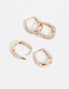 Aros Argollas Set Strass Set De Argollas Con Cubic - Dorado