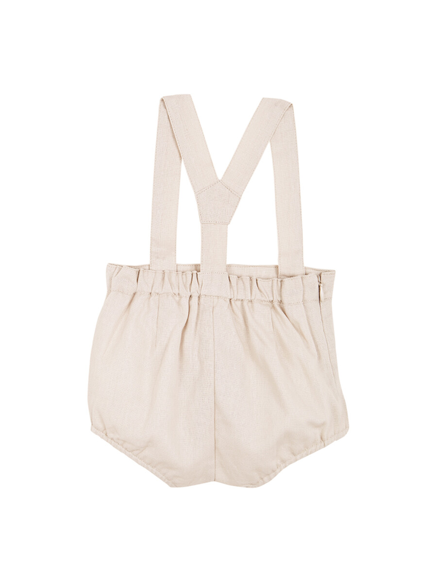 Pantalon Corto Con Tirantes Piedra