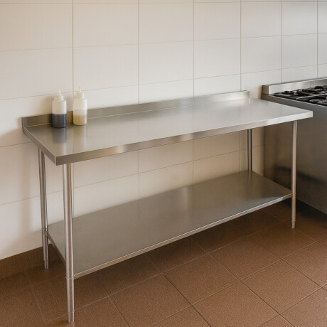 Mesada Central con Estante Inferior de Acero Inoxidable 190 x 60 x 85 cm Mesada Central con Estante Inferior de Acero Inoxidable 190 x 60 x 85 cm