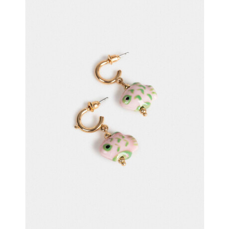 Aros Argolla Pez De Cerámica Dorado