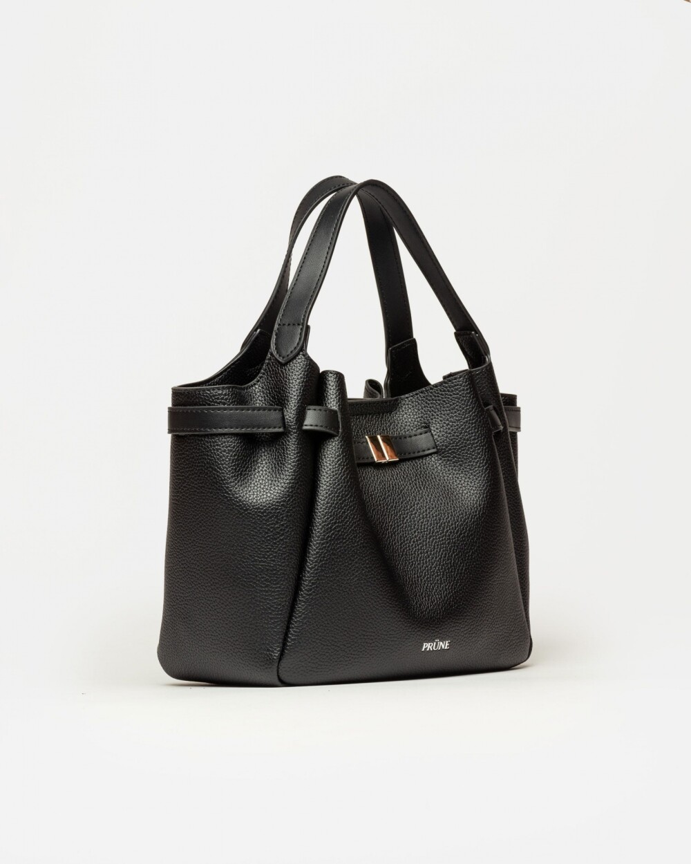 Cartera de mano Marble en efecto cuero graneado Negro