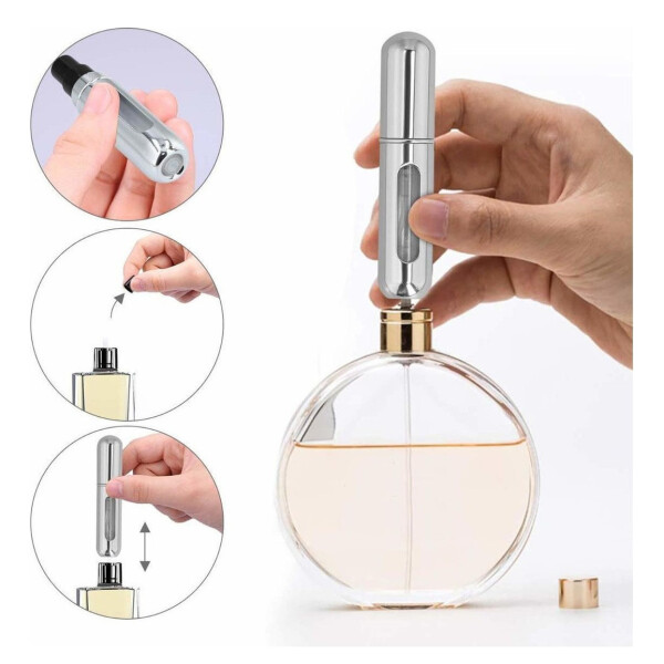 Mini Botella Atomizadora De Perfume Portátil Recargable X2 Variante Color Plateado