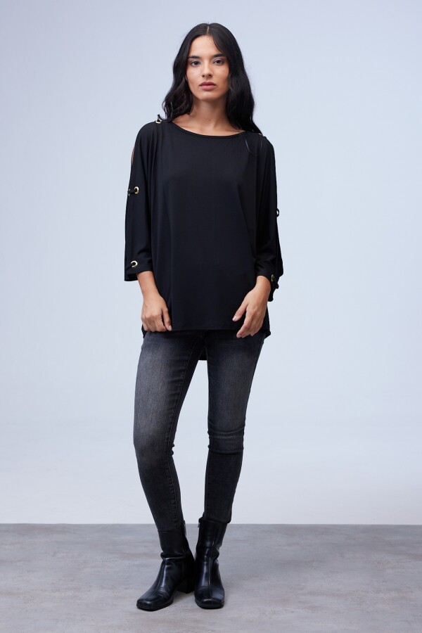 Blusa Oversize Manga Aros NEGRO