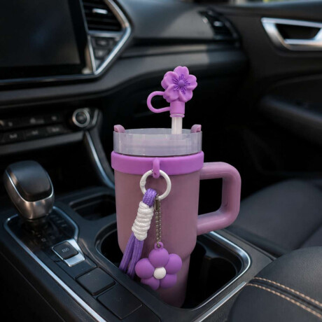 Vaso térmico de acero con accesorios y tapita 420ml Violeta