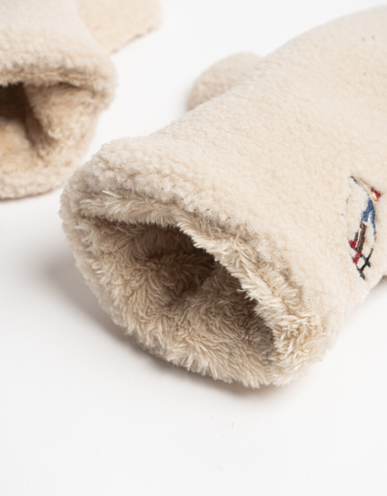 Guantes Varios Mitones De Corderito Con Bordado De Esquiador - Combinacion Bicolor
