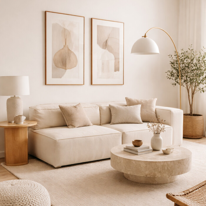 Sillón Nicole Esquinero Doble Derecho Beige