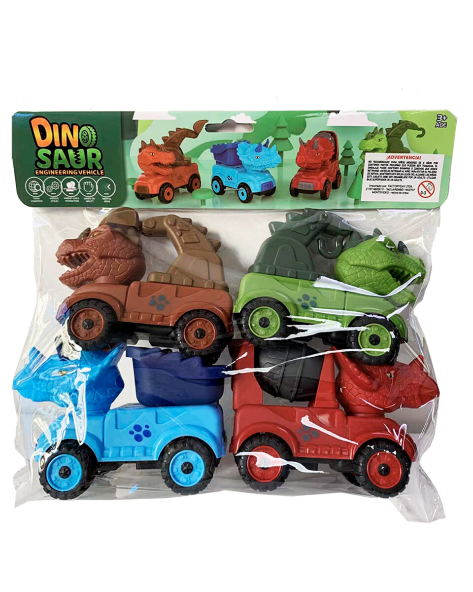 Set de 4 camiones Dino Trucks a fricción 