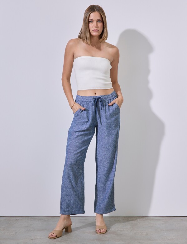 Pantalon Lino AZUL