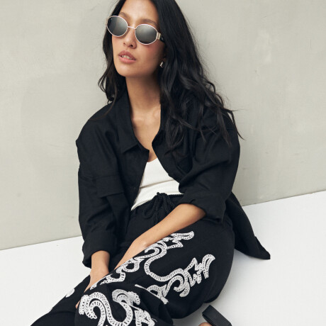 PANTALON BALIZAS BORDADO Negro