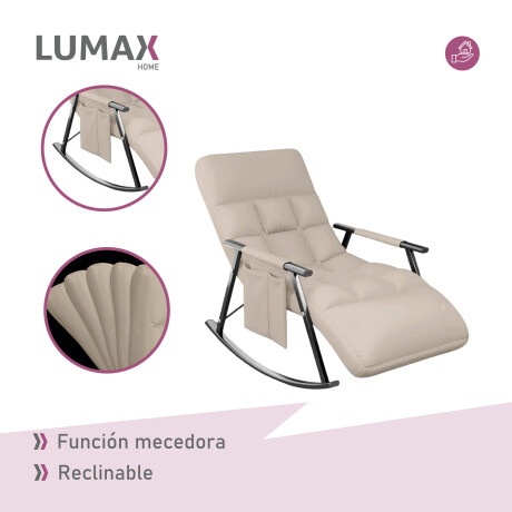 Sillón Reposera Lumax Mecedora Respaldo bolsillo Ajustable Beige
