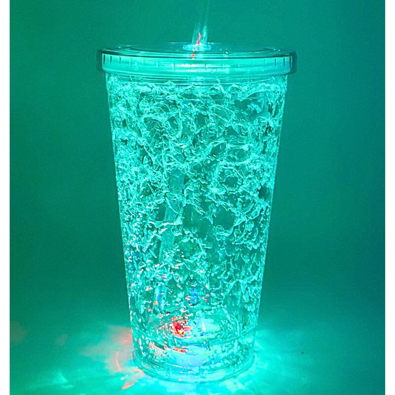 Vaso Craquelado con Luz Celeste