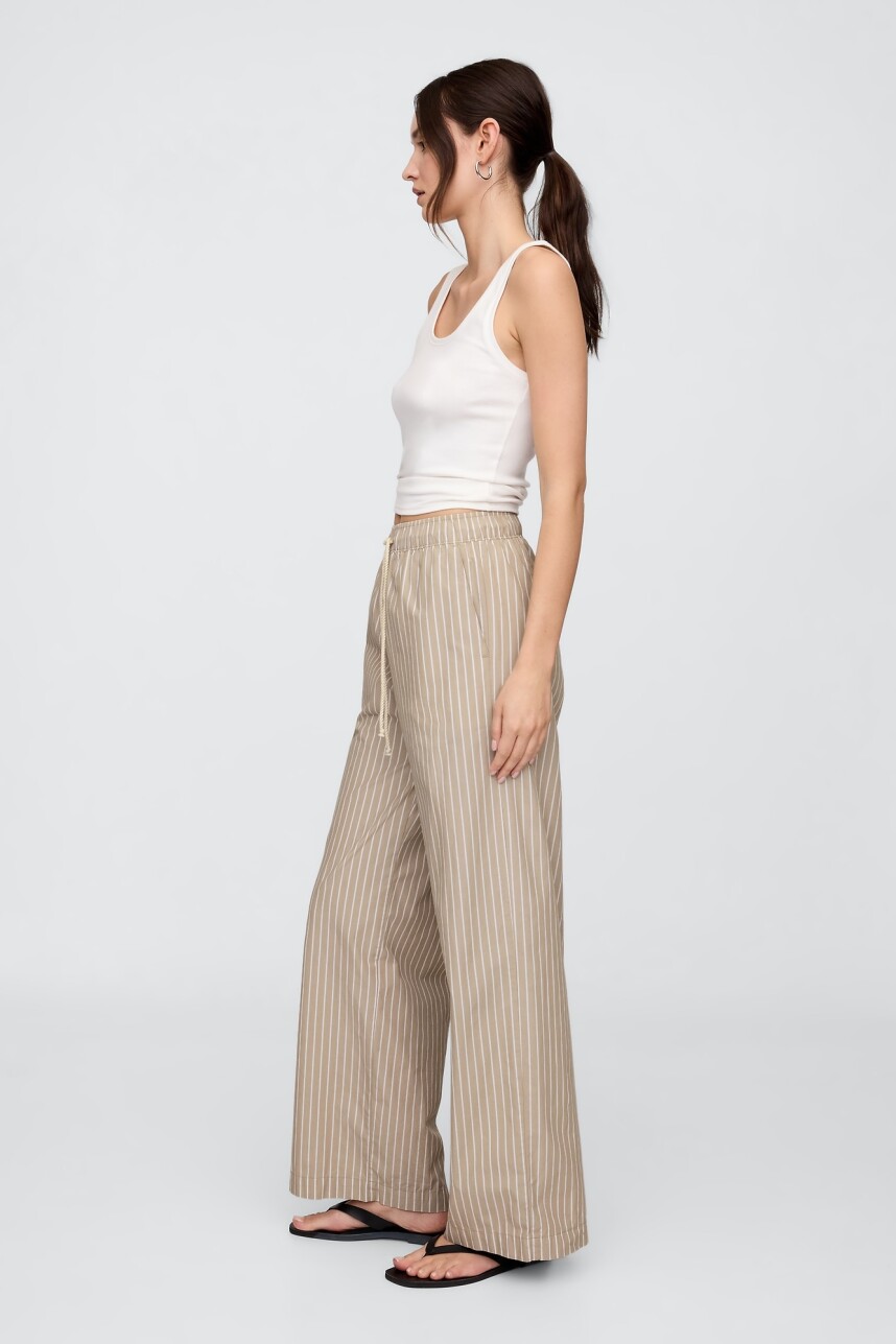 Pantalón Poplin Mujer Brown Stripe