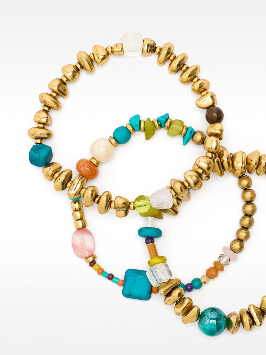 Set De Pulseras Elásticas Con Piedras multicolor