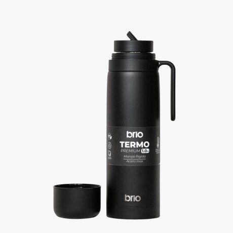 Termo brío premium 1 litro con pico cebador en acero inox Negro