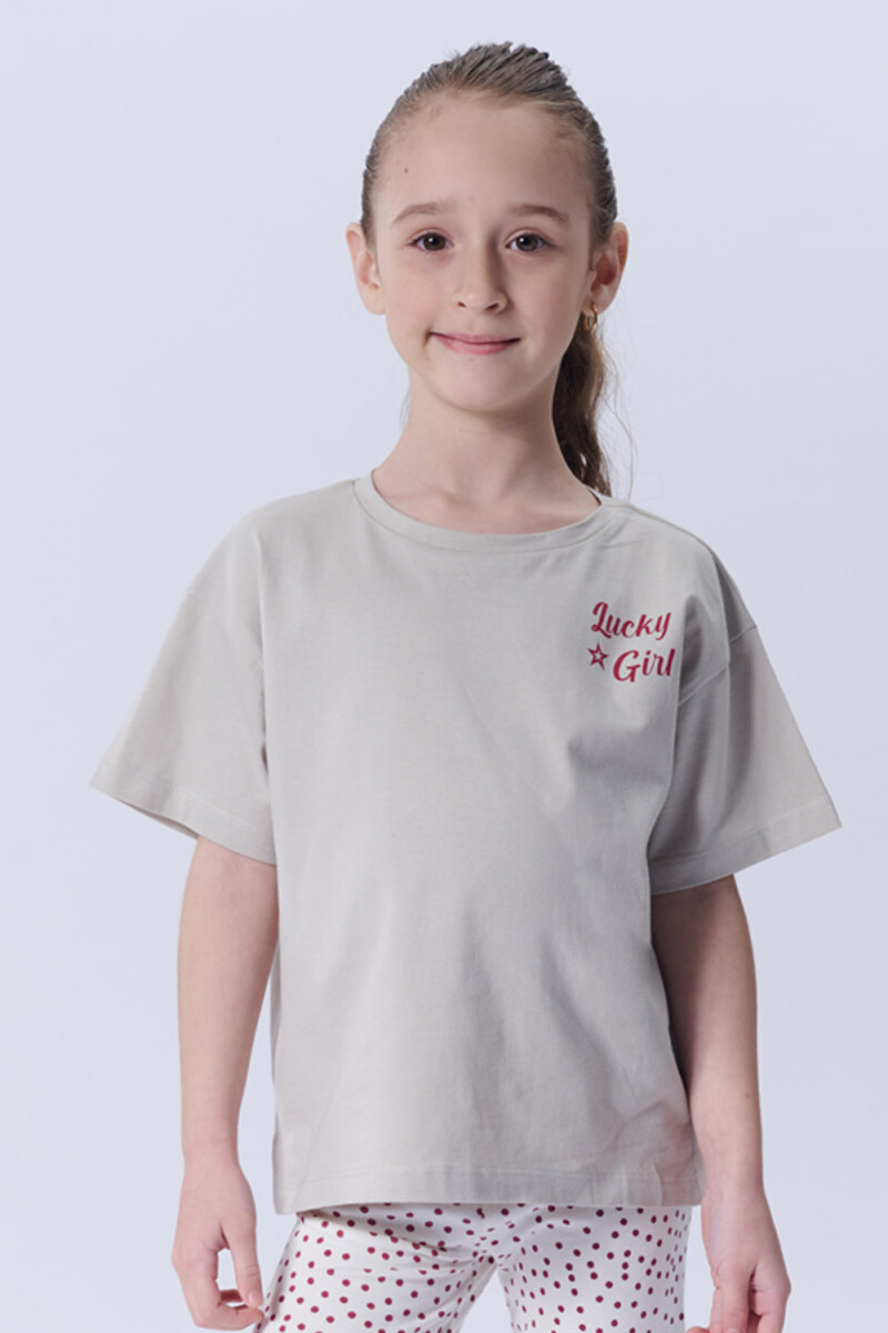 Remera manga corta estampa - Lucky Beige Melange 