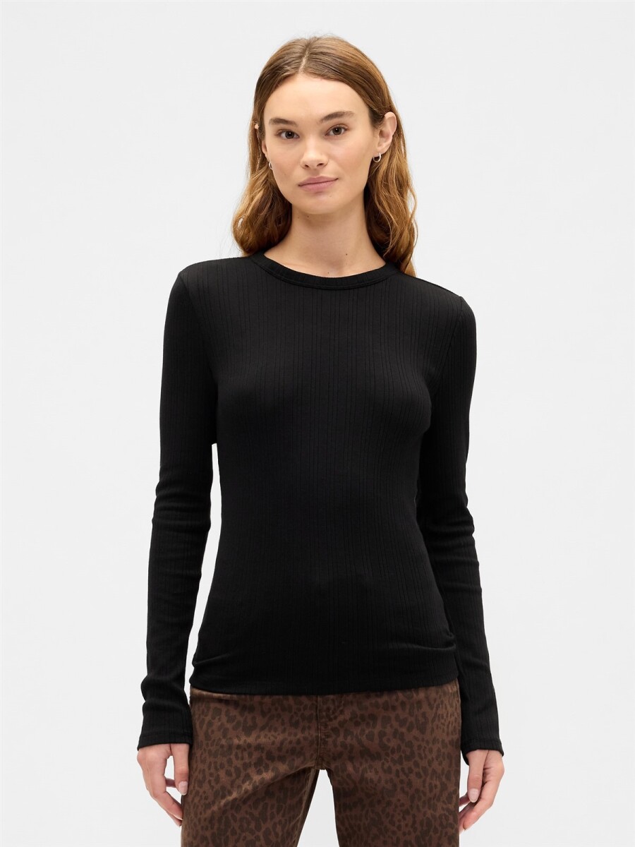Remera Rib Mujer - True Black 