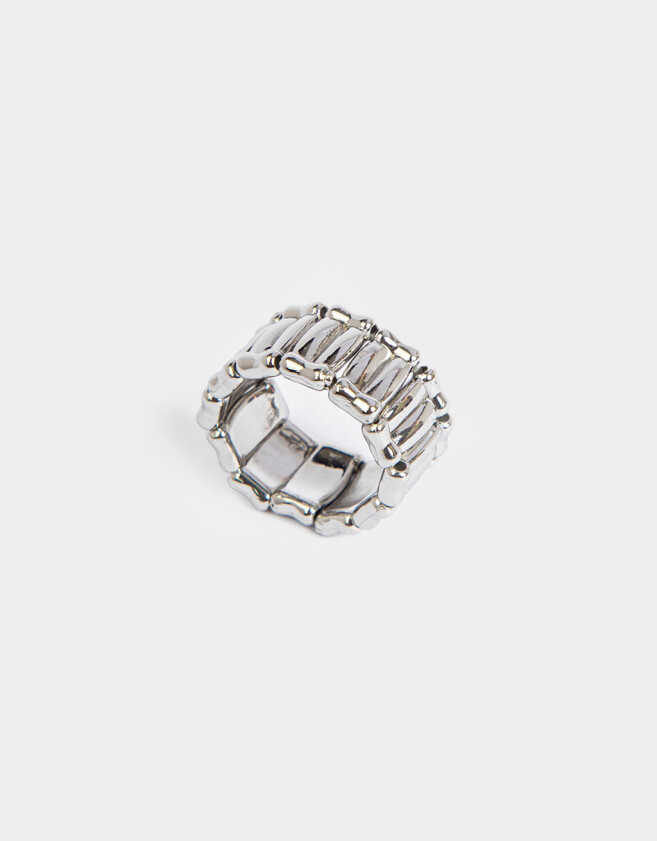 Anillos Medianos y Grandes De metal Anillo Con Elástico - Plateado