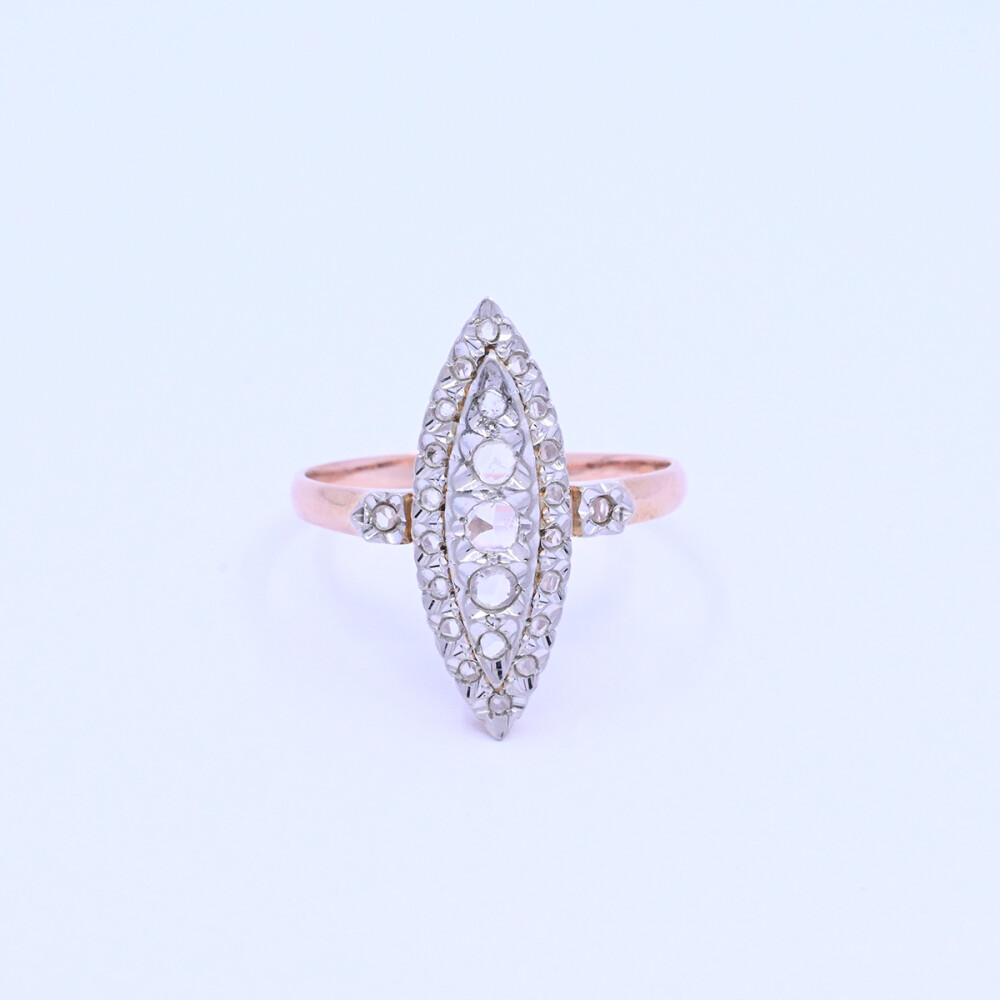 Anillo oro 18k antiguo marquiz con diamantes. Anillo oro 18k antiguo marquiz con diamantes.