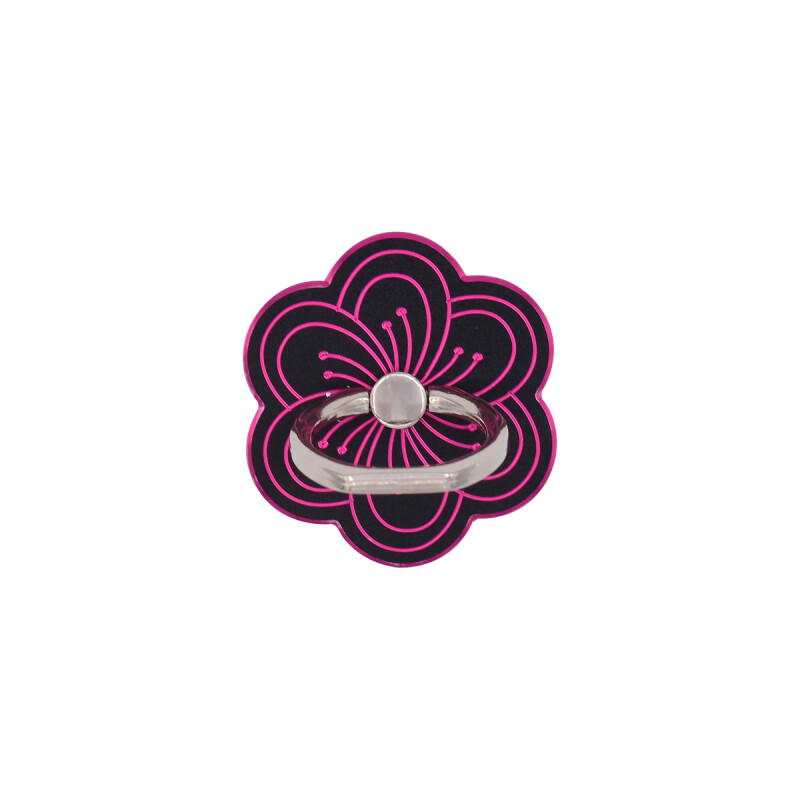 Anillo soporte para celular diseño flor metalizada negro Anillo Soporte Para Celular Diseño Flor Metalizada Negro