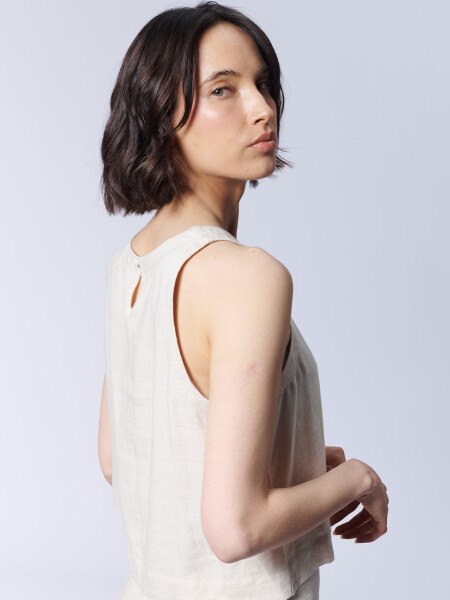 Top Con Lino Simple Beige
