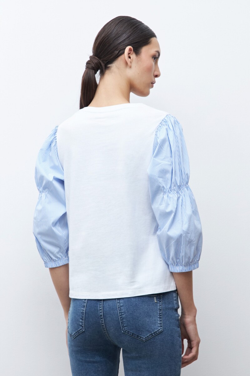 Remera mangas rayadas blanco