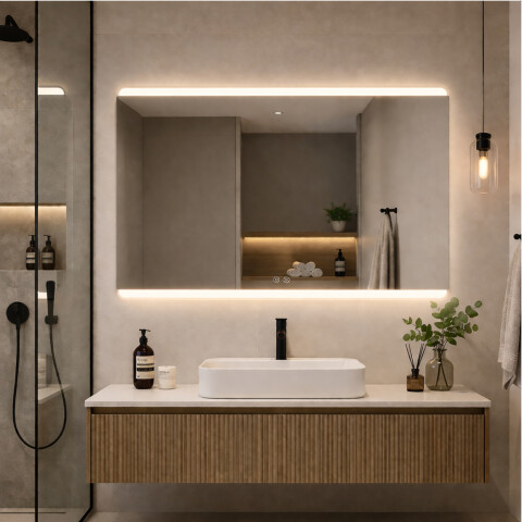 Espejo Led Rectangular Baño Led06 75 X 100 Cm Desempañador ESPEJO RECTANGULAR LED06 75X100