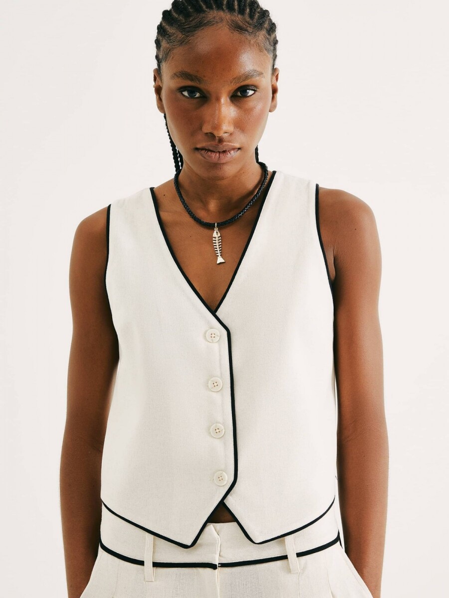 CHALECO CON ESCOTE EN V - BLANCO 