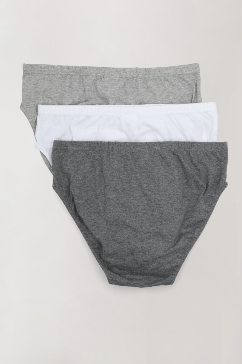 PACK 3 SLIPS ALGODÓN GRIS