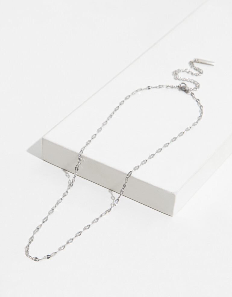 Collares Cortos Metal Collar Corto De Acero - Plateado